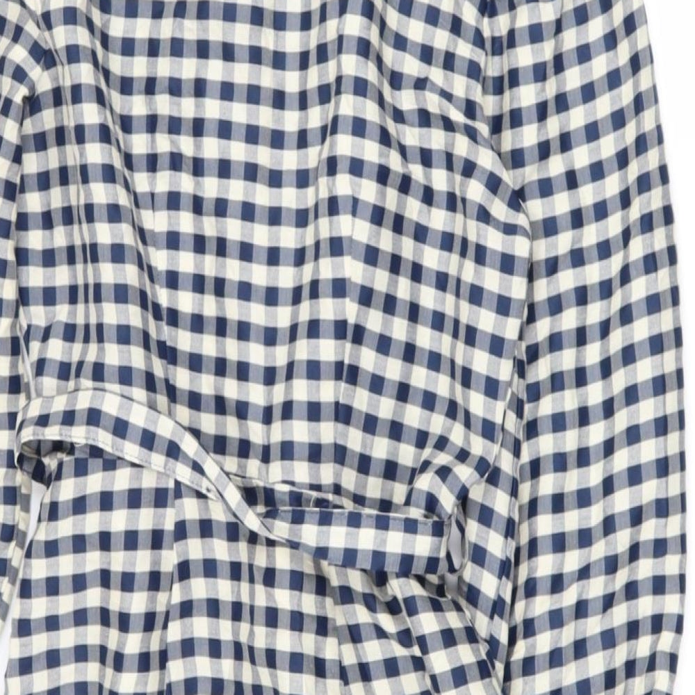 George Womens Blue Check Polyester Shirt Dress  Size 8  Collared