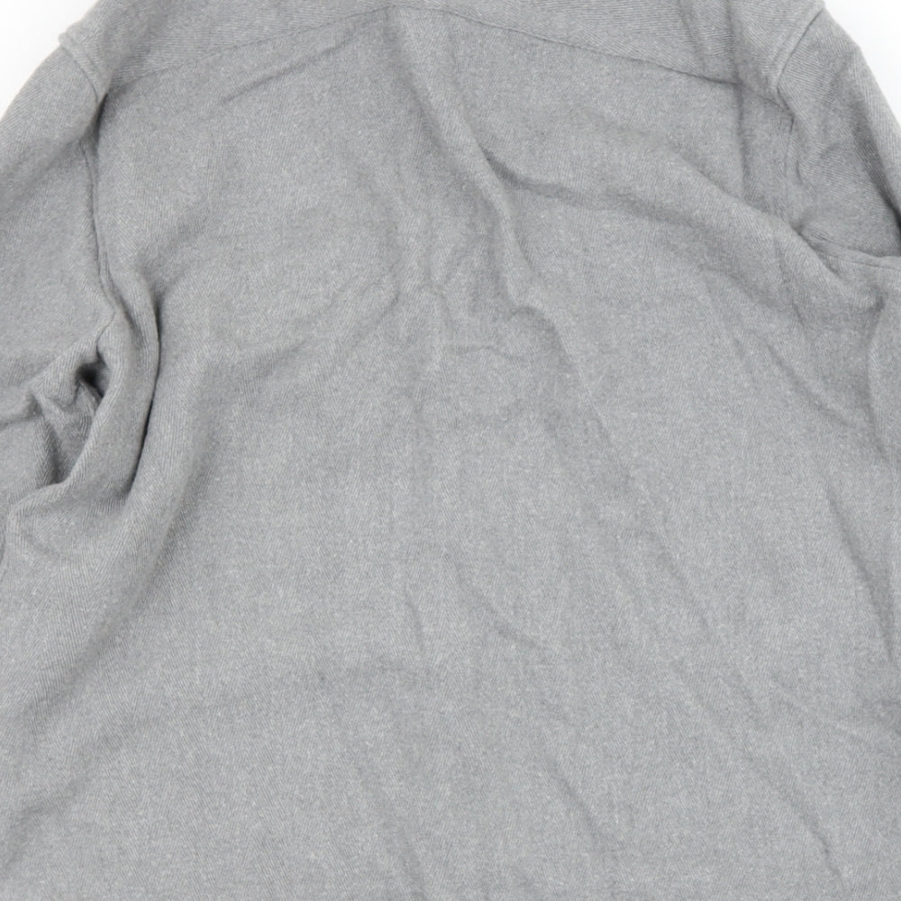 Zara Womens Grey  Cotton Basic Button-Up Size XL Collared