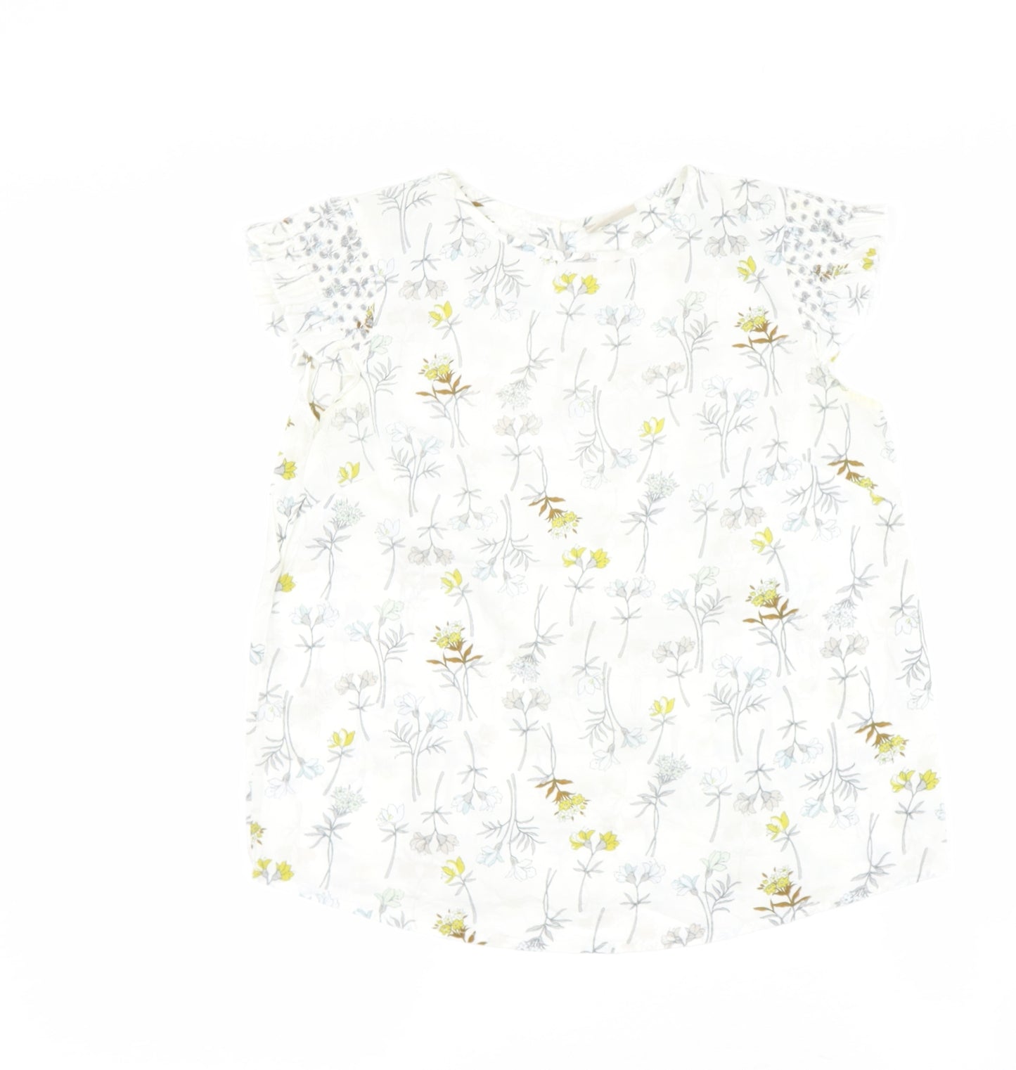 NEXT Girls White  Cotton  Blouse Size 12 Years Round Neck