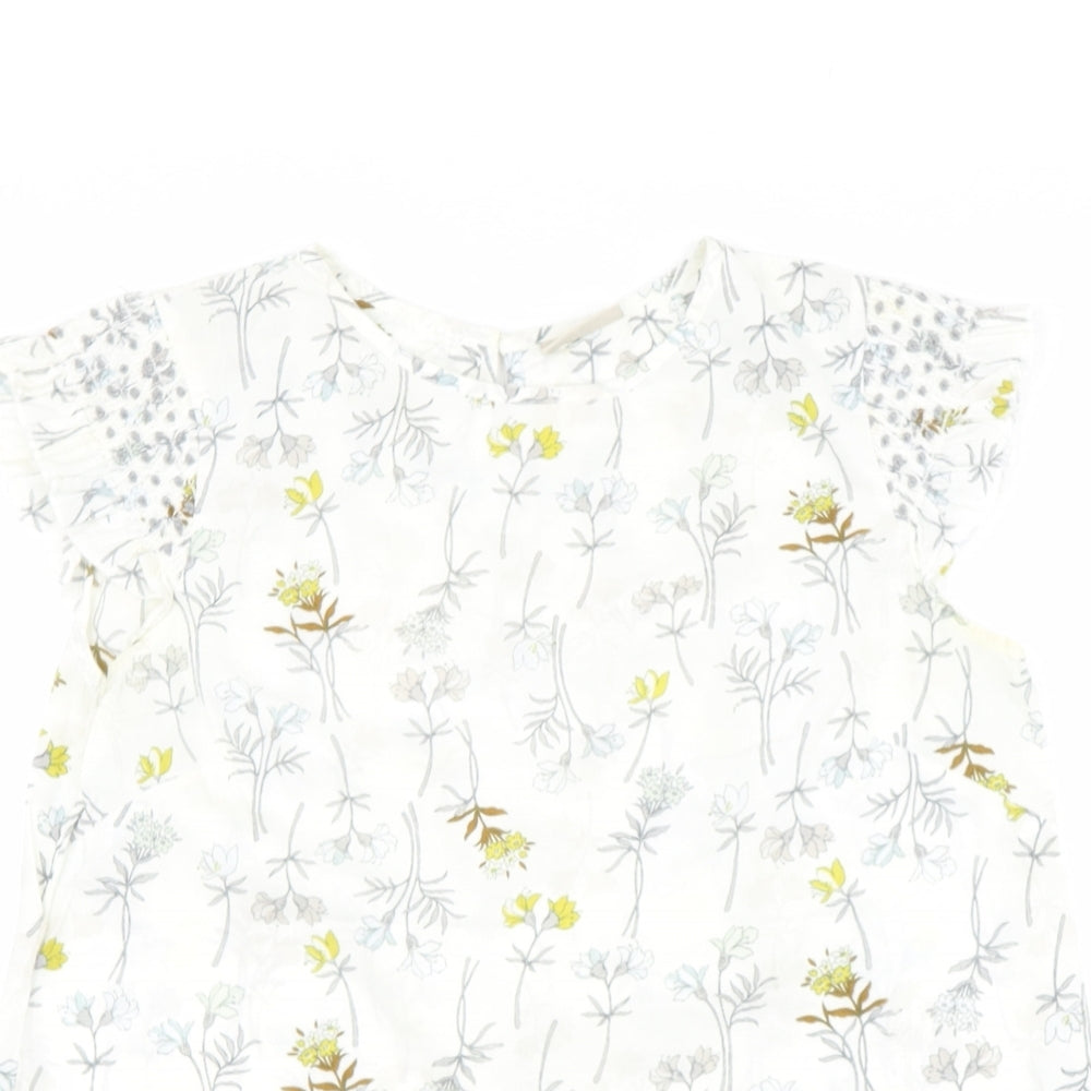 NEXT Girls White  Cotton  Blouse Size 12 Years Round Neck