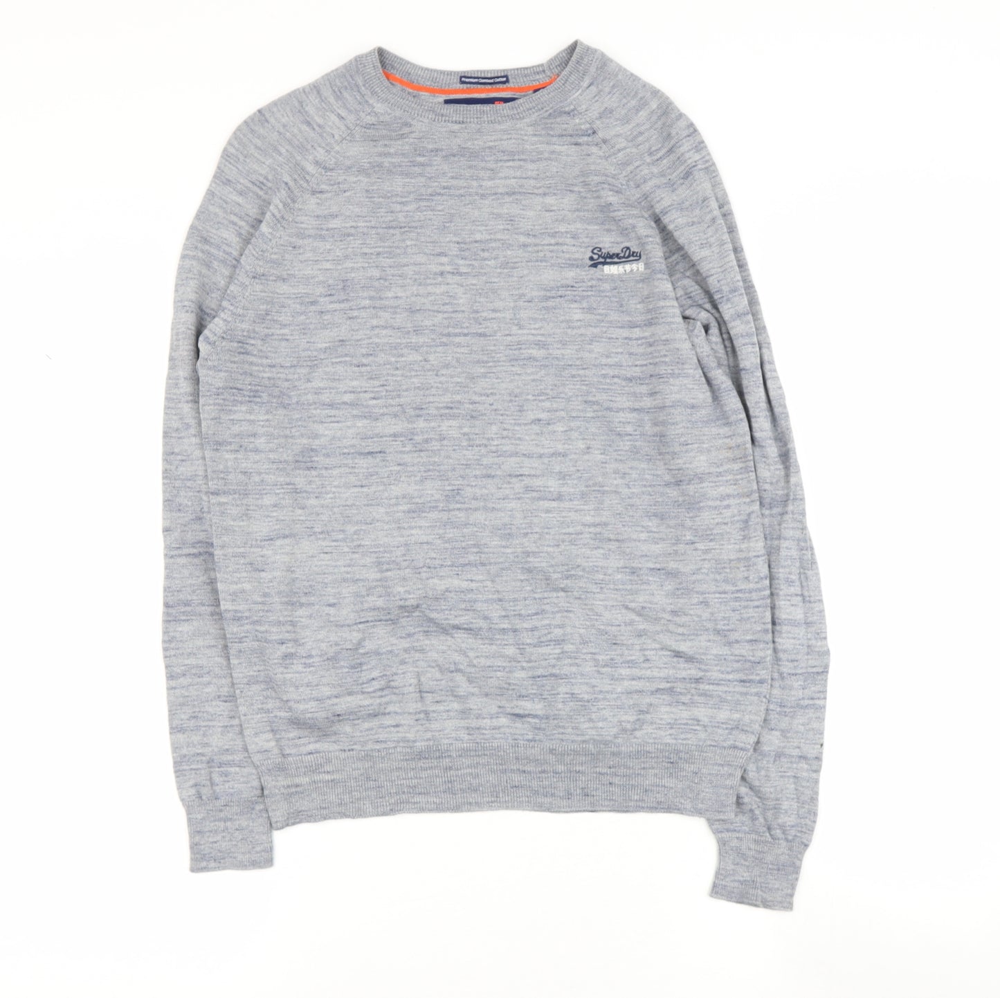 Superdry Mens Grey Round Neck  Cotton Henley Jumper Size M