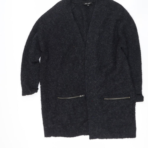 new look  Womens Grey V-Neck  Polyester Cardigan Jumper Size M