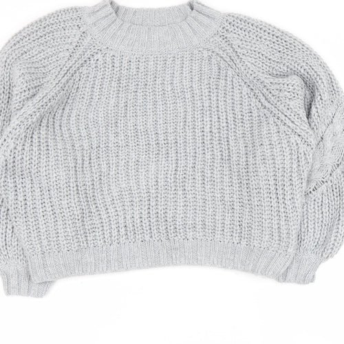 Missguided Womens Grey High Neck  Acrylic Pullover Jumper Size 10