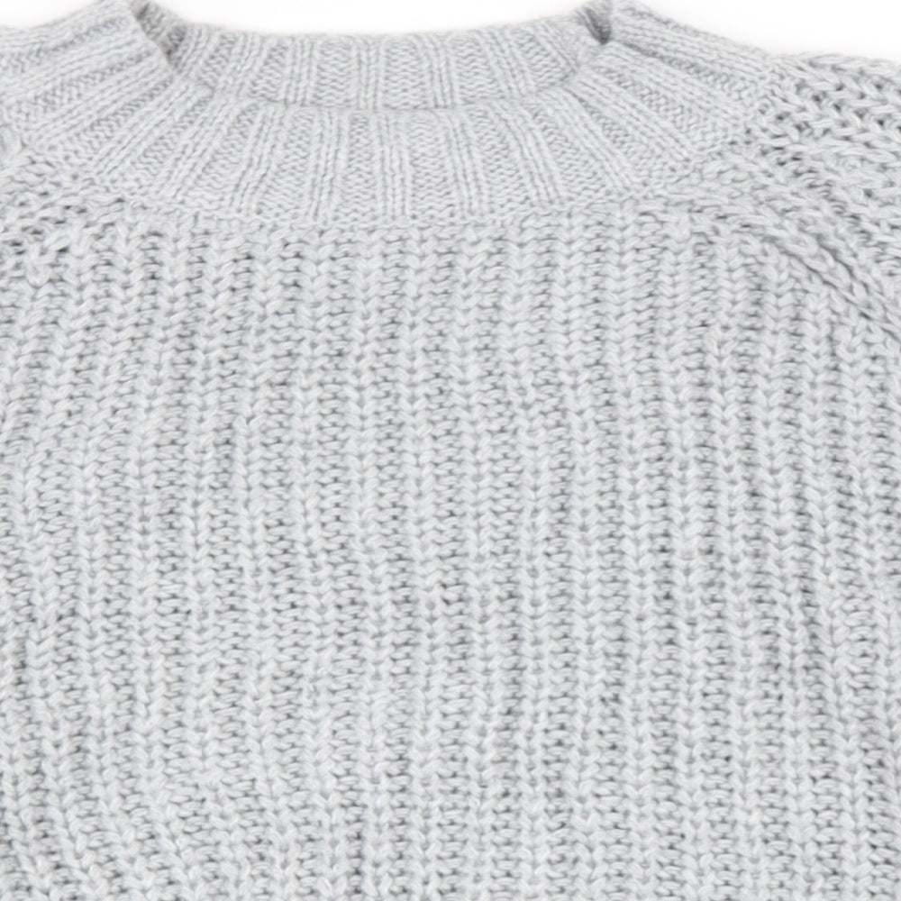 Missguided Womens Grey High Neck  Acrylic Pullover Jumper Size 10