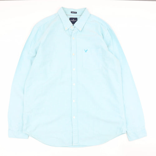 American Eagle Outfitters Mens Blue  Cotton  Button-Up Size XL Collared