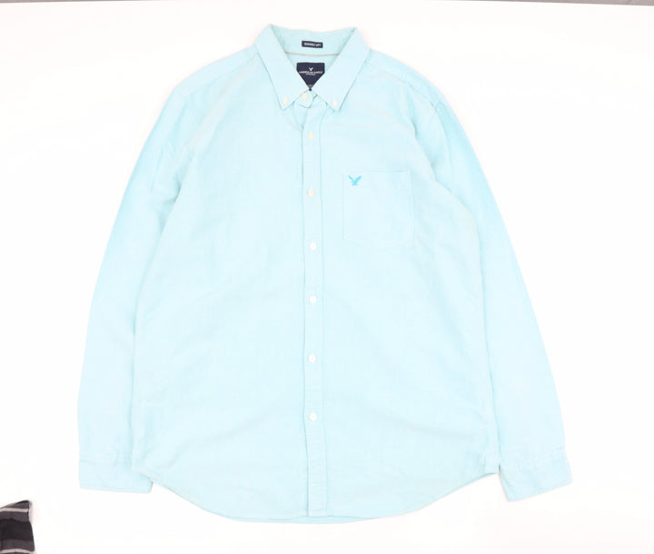 American Eagle Outfitters Mens Blue Cotton Button-Up Size XL Collared