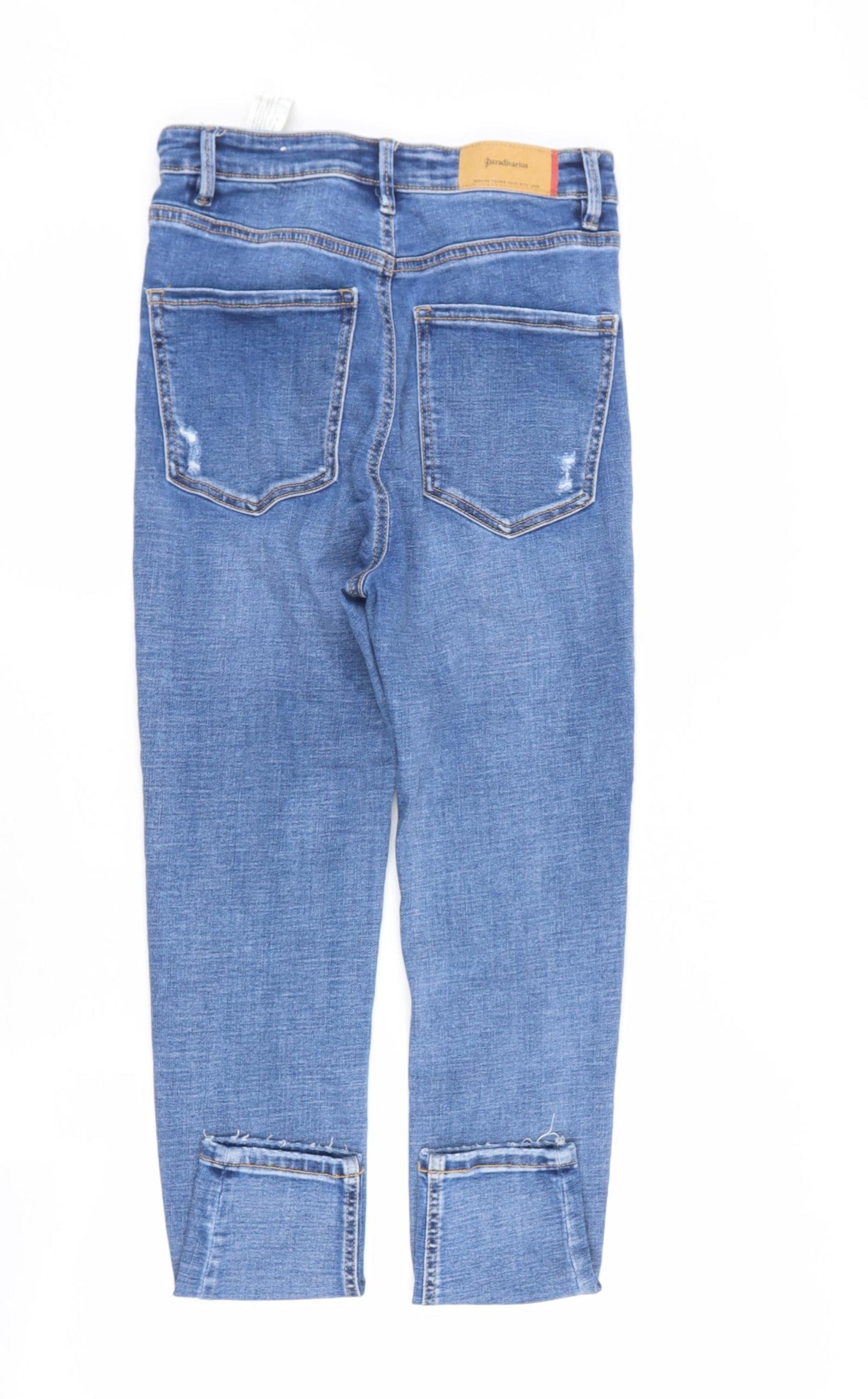 strdivarius Womens Blue  Cotton Blend Skinny Jeans Size 10 L25 in Regular  - distressed