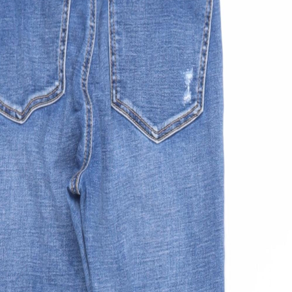 strdivarius Womens Blue  Cotton Blend Skinny Jeans Size 10 L25 in Regular  - distressed