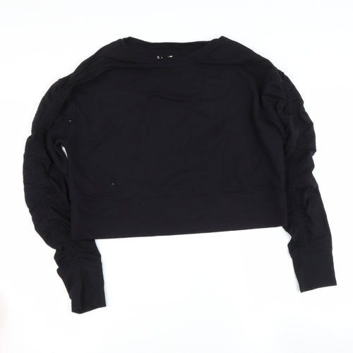 Flirtitude Womens Black Round Neck  Cotton Henley Jumper Size M