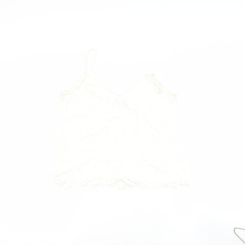 newlook Womens Beige  Cotton Basic T-Shirt Size 8 V-Neck