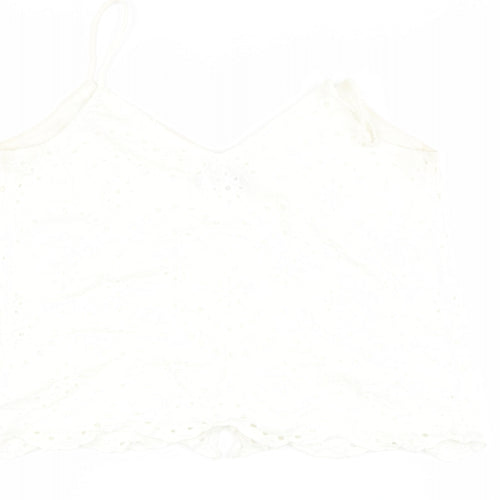 newlook Womens Beige  Cotton Basic T-Shirt Size 8 V-Neck