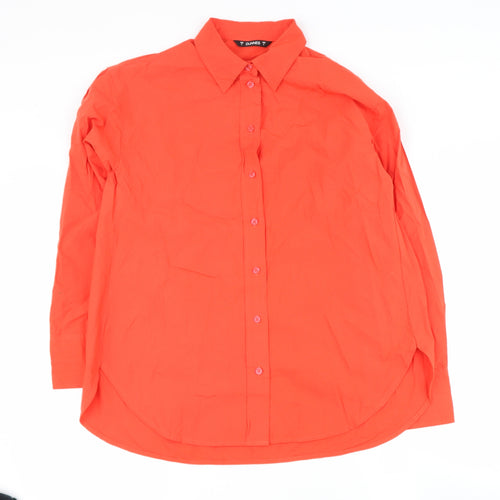Dunnes Stores Womens Orange  Cotton Basic Button-Up Size S Collared