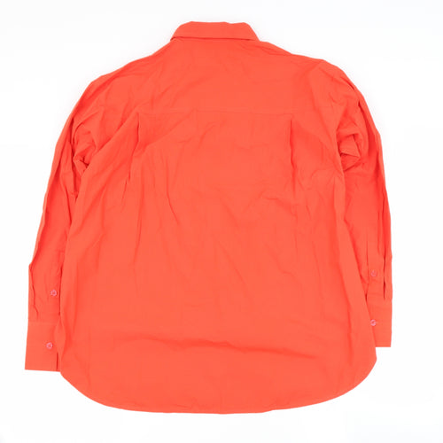 Dunnes Stores Womens Orange  Cotton Basic Button-Up Size S Collared