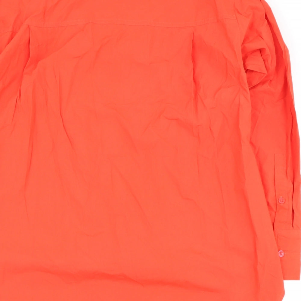Dunnes Stores Womens Orange  Cotton Basic Button-Up Size S Collared