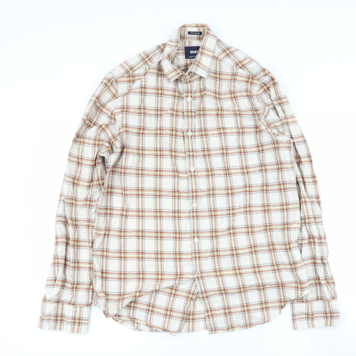max Mens Brown Check Cotton  Button-Up Size M Collared