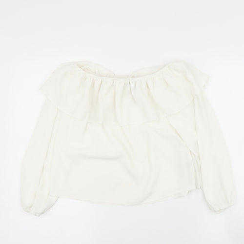 newlook Womens Beige  Polyester Basic Blouse Size 10 Off the Shoulder