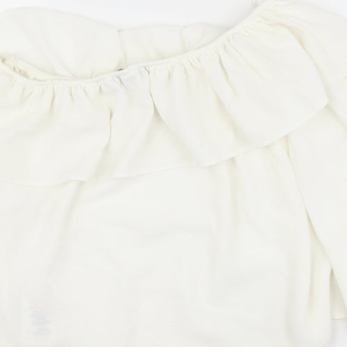 newlook Womens Beige  Polyester Basic Blouse Size 10 Off the Shoulder