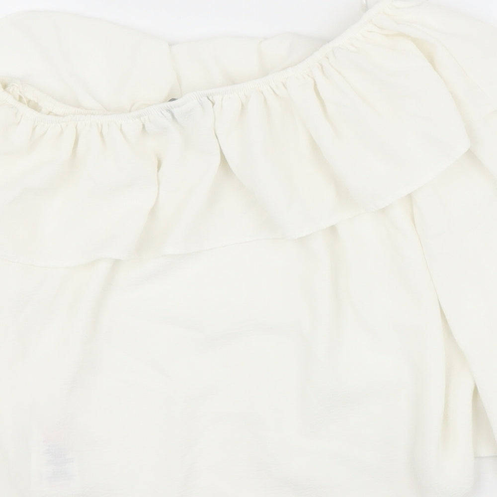 newlook Womens Beige  Polyester Basic Blouse Size 10 Off the Shoulder
