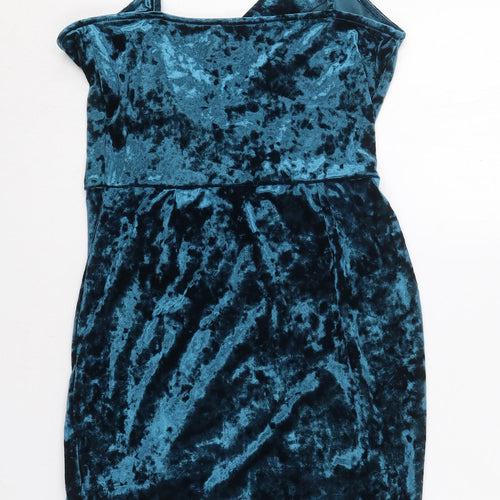 New Look Womens Blue  Polyester Wrap Dress  Size 10  Sweetheart  - `