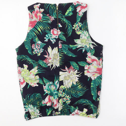 VERO MODA Womens Multicoloured Floral Polyester Basic T-Shirt Size S Crew Neck