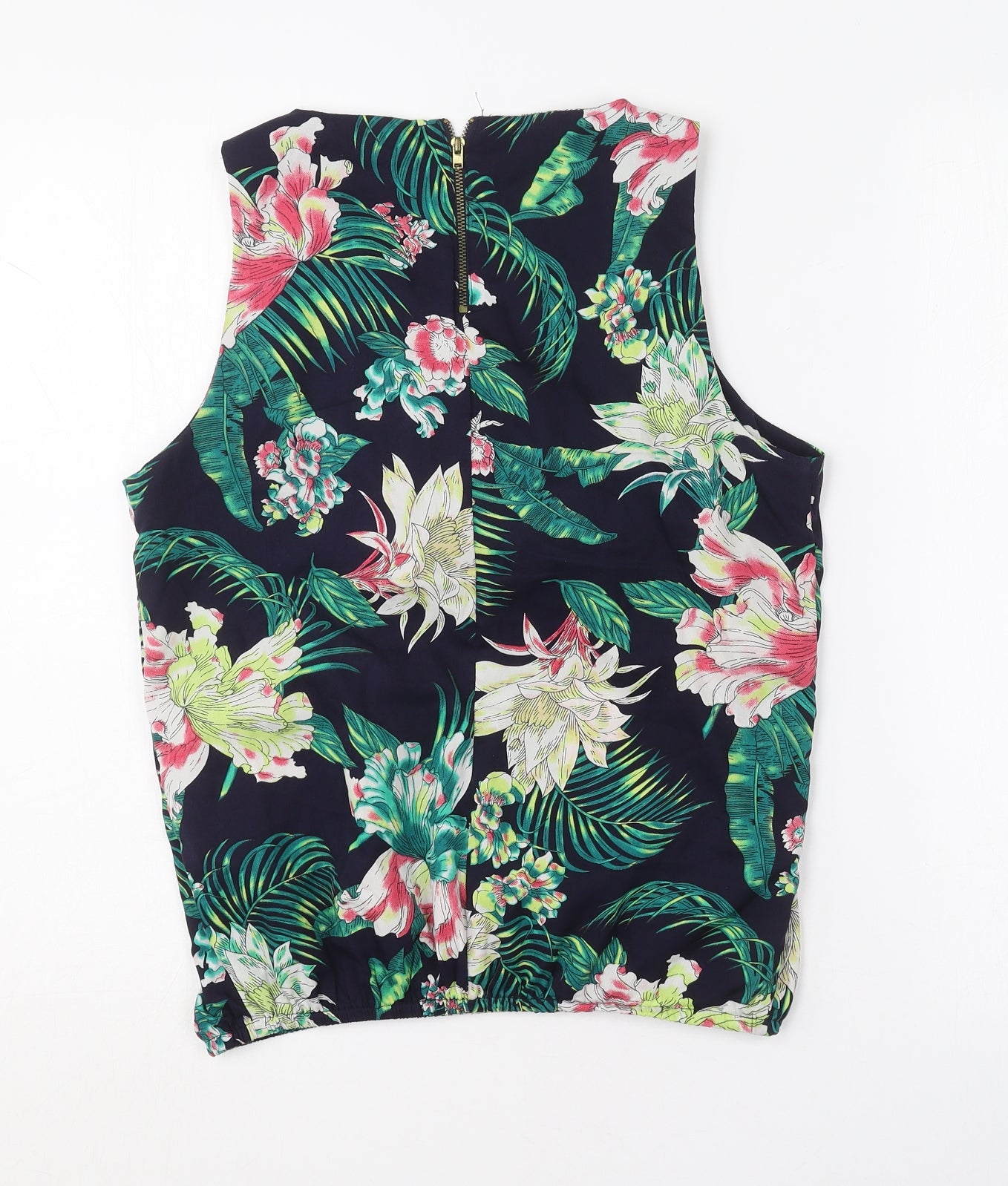 VERO MODA Womens Multicoloured Floral Polyester Basic T-Shirt Size S Crew Neck