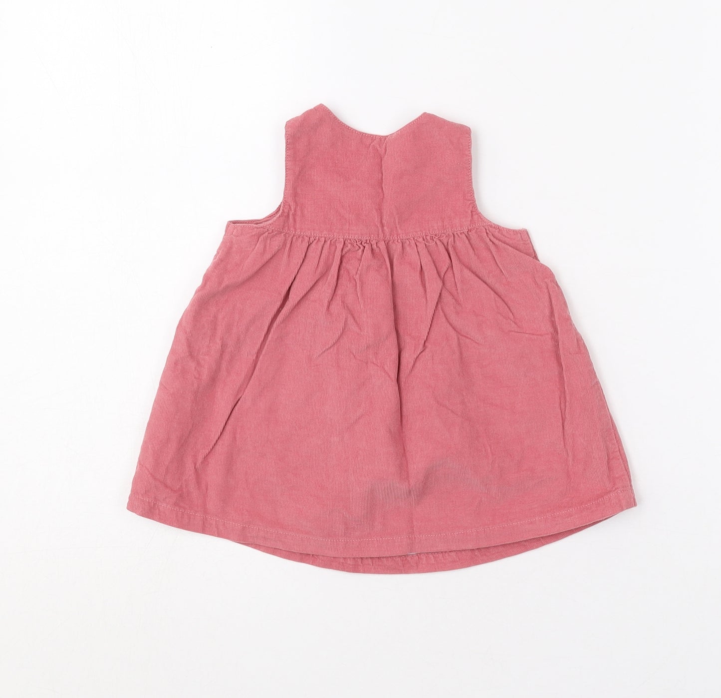 Marks and Spencer Girls Pink  Cotton Pinafore/Dungaree Dress  Size 0-3 Months  Crew Neck