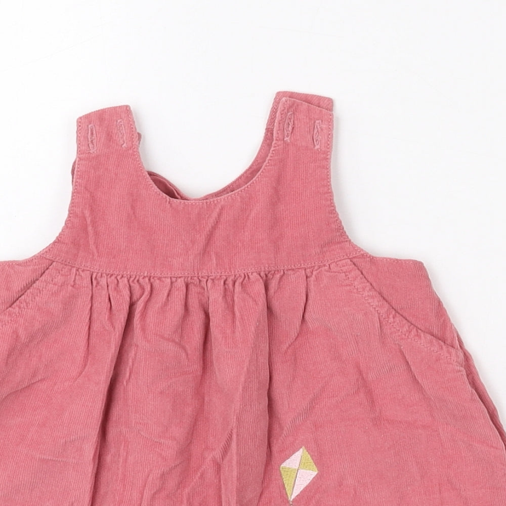 Marks and Spencer Girls Pink  Cotton Pinafore/Dungaree Dress  Size 0-3 Months  Crew Neck