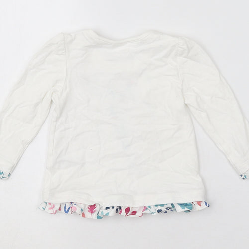 TU Girls White  Cotton Basic T-Shirt Size 3-6 Months Crew Neck