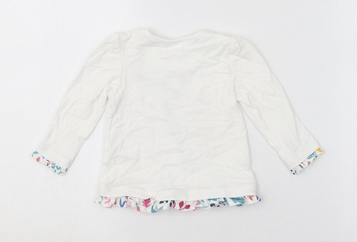 TU Girls White  Cotton Basic T-Shirt Size 3-6 Months Crew Neck