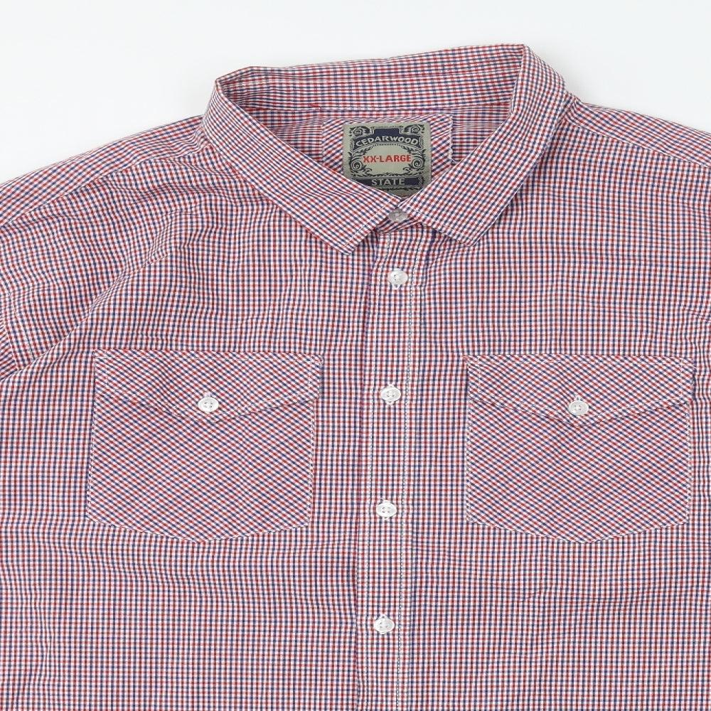 Cedar Wood State Mens Multicoloured Plaid Cotton  Button-Up Size 2XL Collared