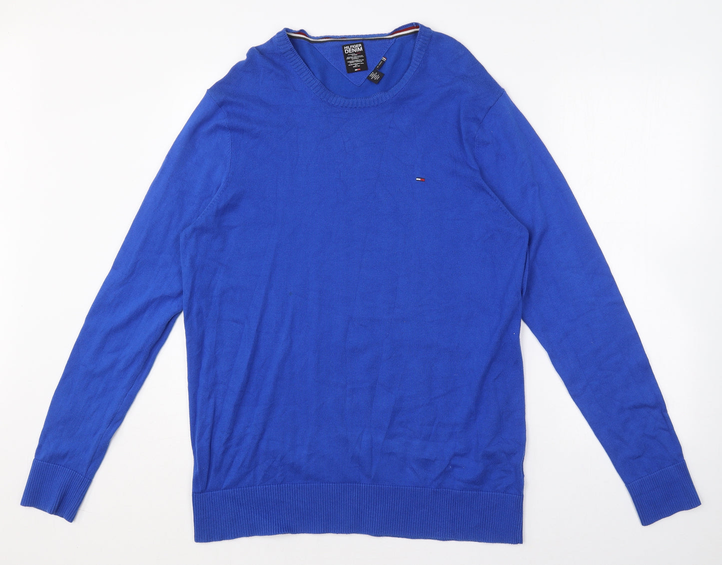 Tommy Hilfiger Mens Blue Round Neck  Cotton Pullover Jumper Size 2XL