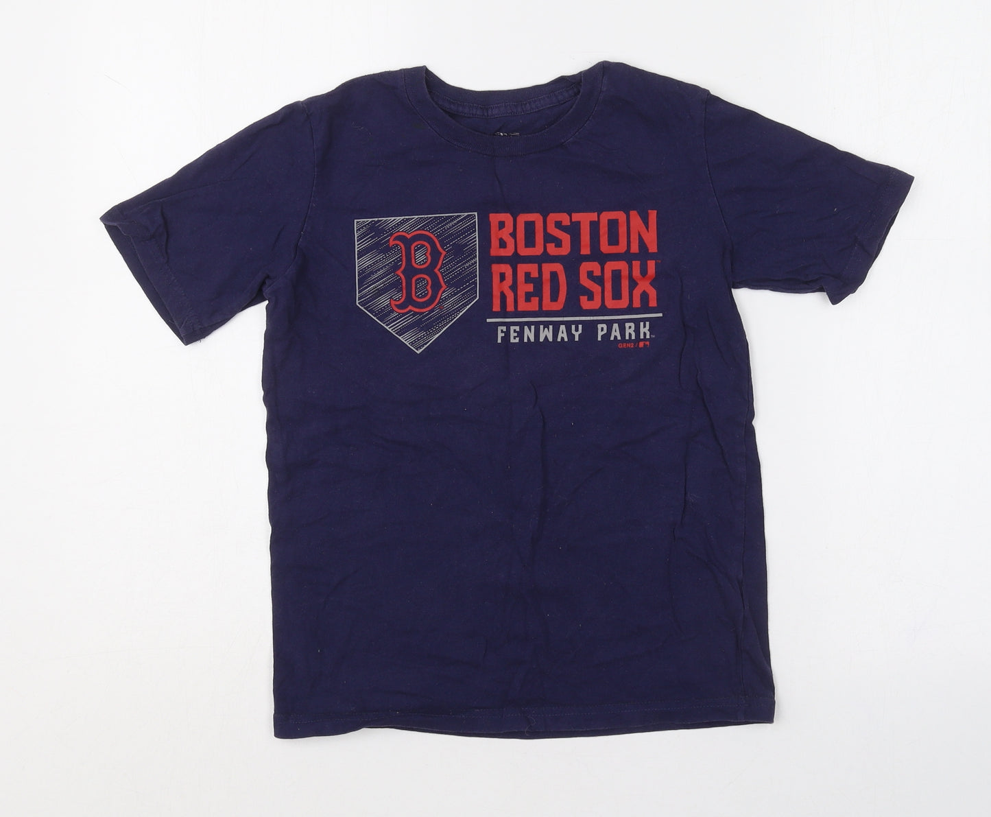 Preworn Boys Blue  Cotton Basic T-Shirt Size 8 Years Crew Neck  - Boston red sox