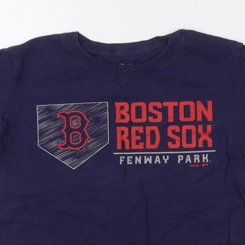 Preworn Boys Blue  Cotton Basic T-Shirt Size 8 Years Crew Neck  - Boston red sox