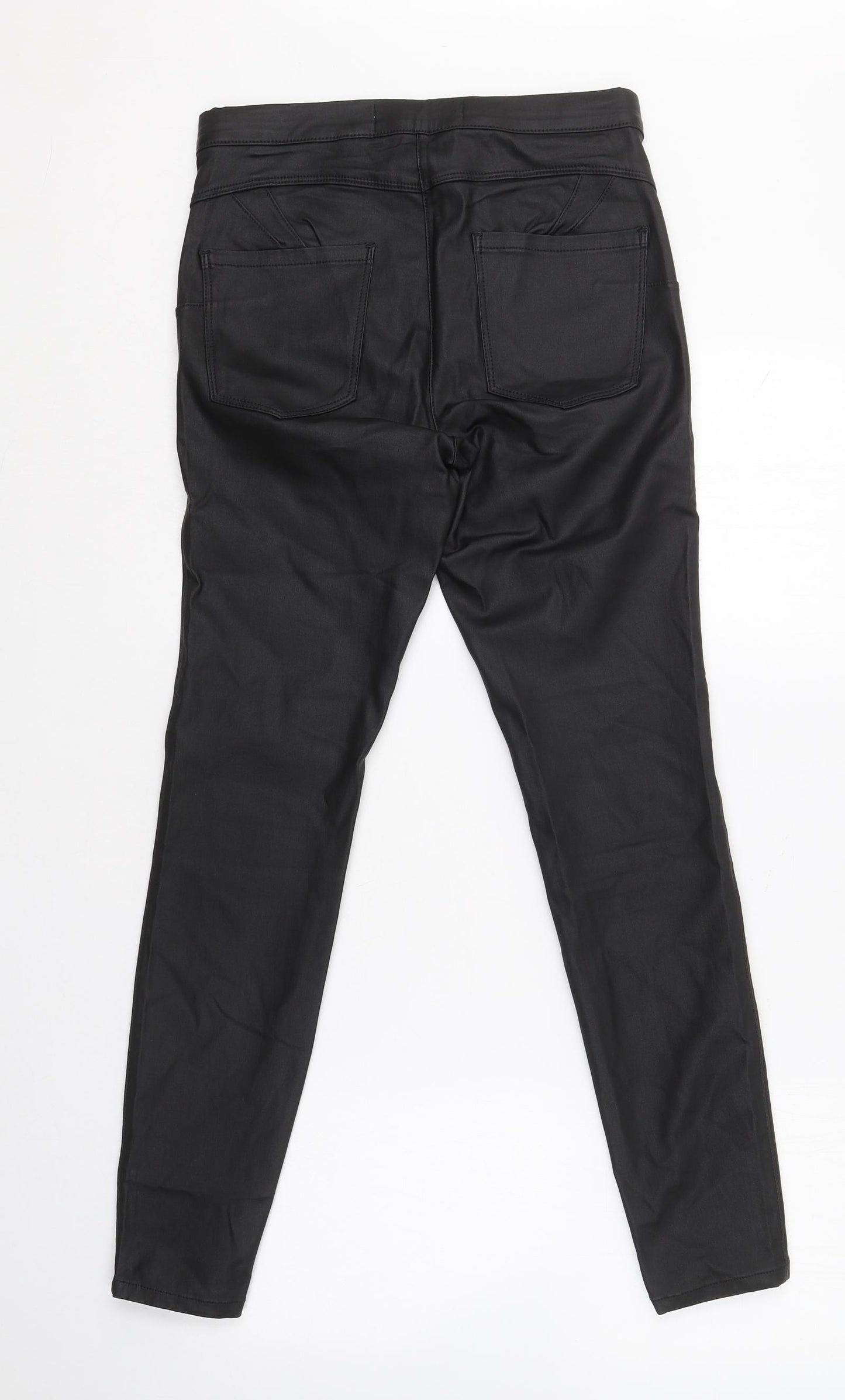 NEXT Womens Black  Polyurethane Jegging Trousers Size 12 L27 in Slim