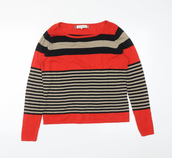 Principles Womens Multicoloured Round Neck Striped Cotton Pullover Jumper Size 14