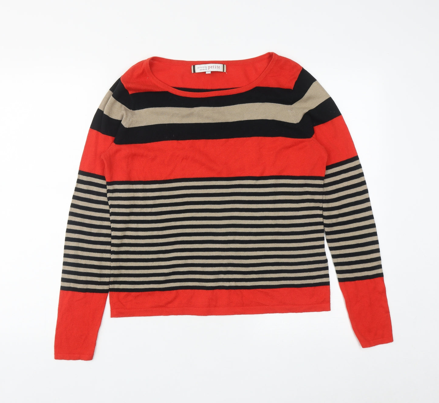 Principles Womens Multicoloured Round Neck Striped Cotton Pullover Jumper Size 14