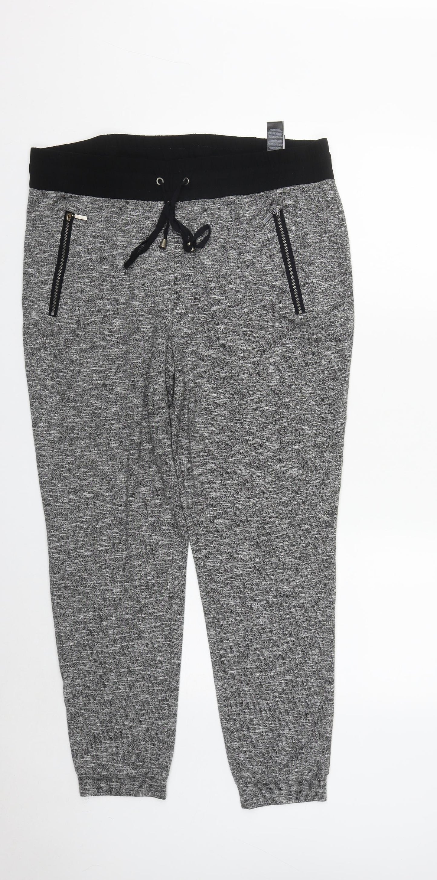 Marks and Spencer Womens Grey  Viscose Jogger Trousers Size 16 L29 in Regular Drawstring