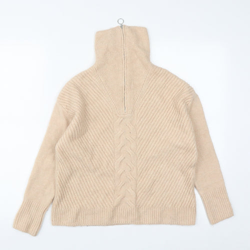 George Womens Beige High Neck  Acrylic Pullover Jumper Size S
