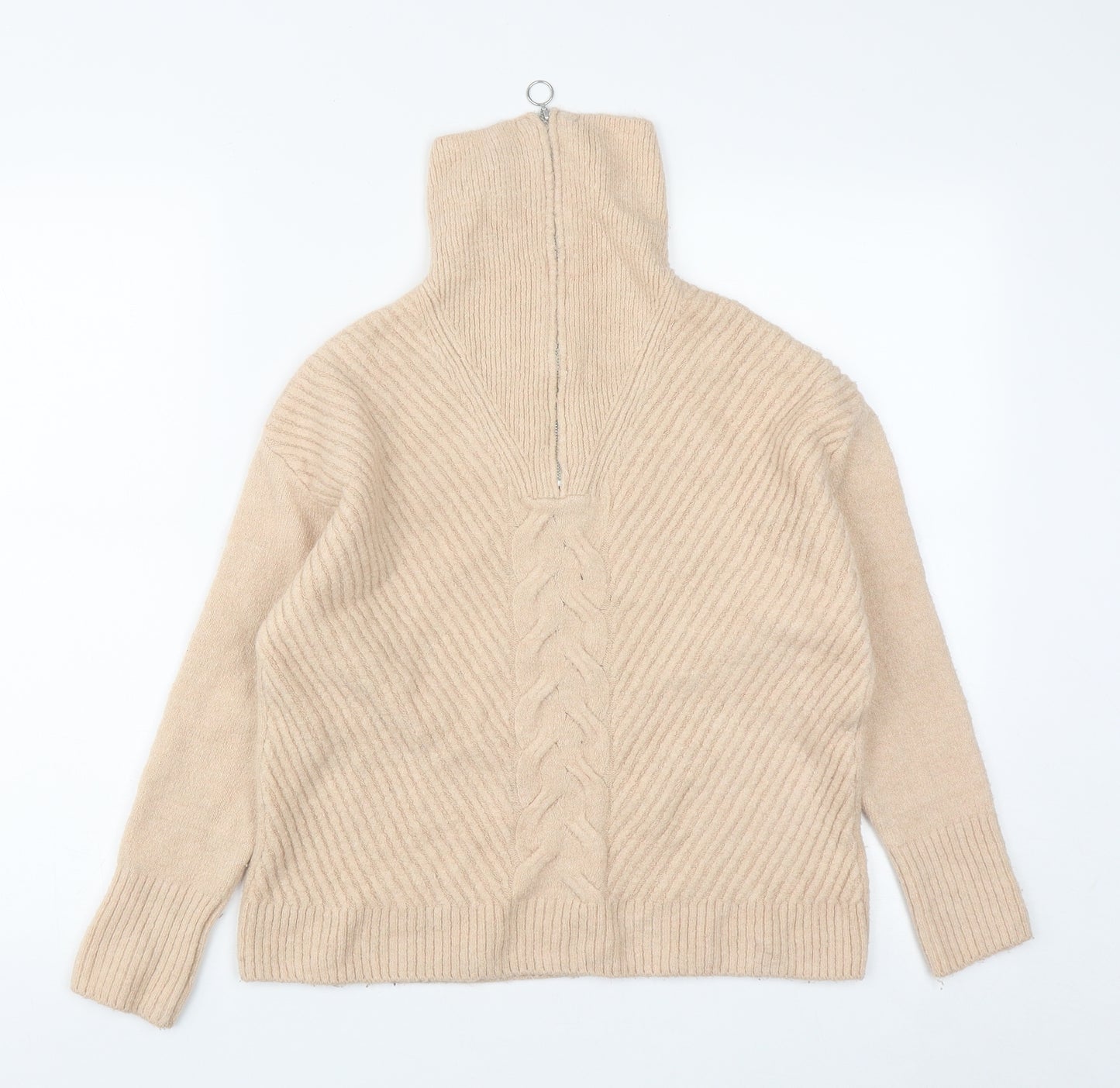 George Womens Beige High Neck  Acrylic Pullover Jumper Size S