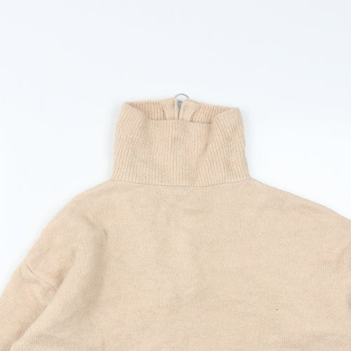 George Womens Beige High Neck  Acrylic Pullover Jumper Size S
