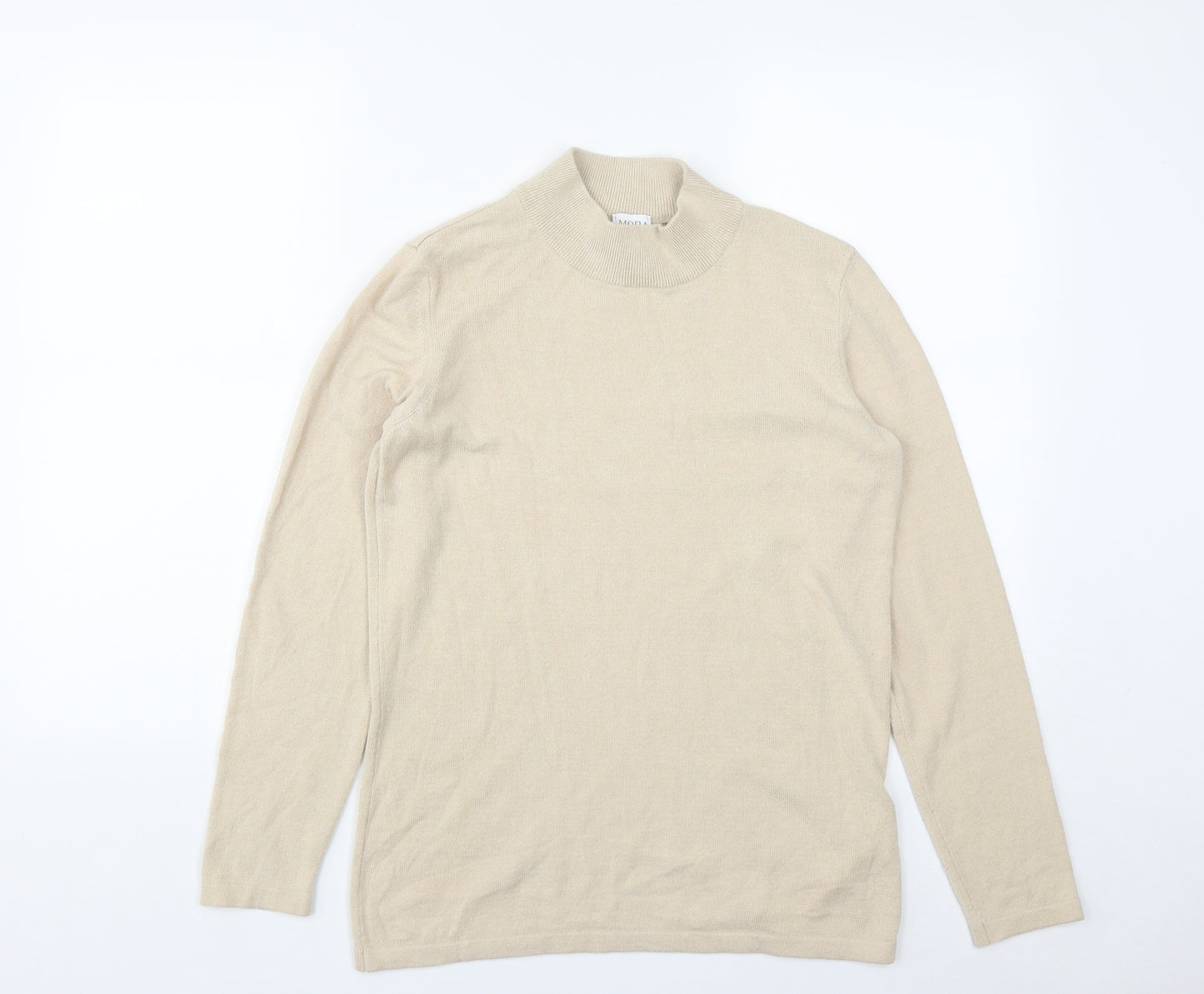 Mona Womens Beige High Neck  Modal Pullover Jumper Size 12