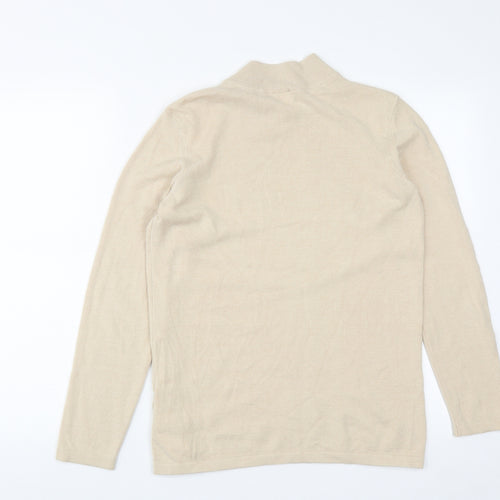 Mona Womens Beige High Neck  Modal Pullover Jumper Size 12
