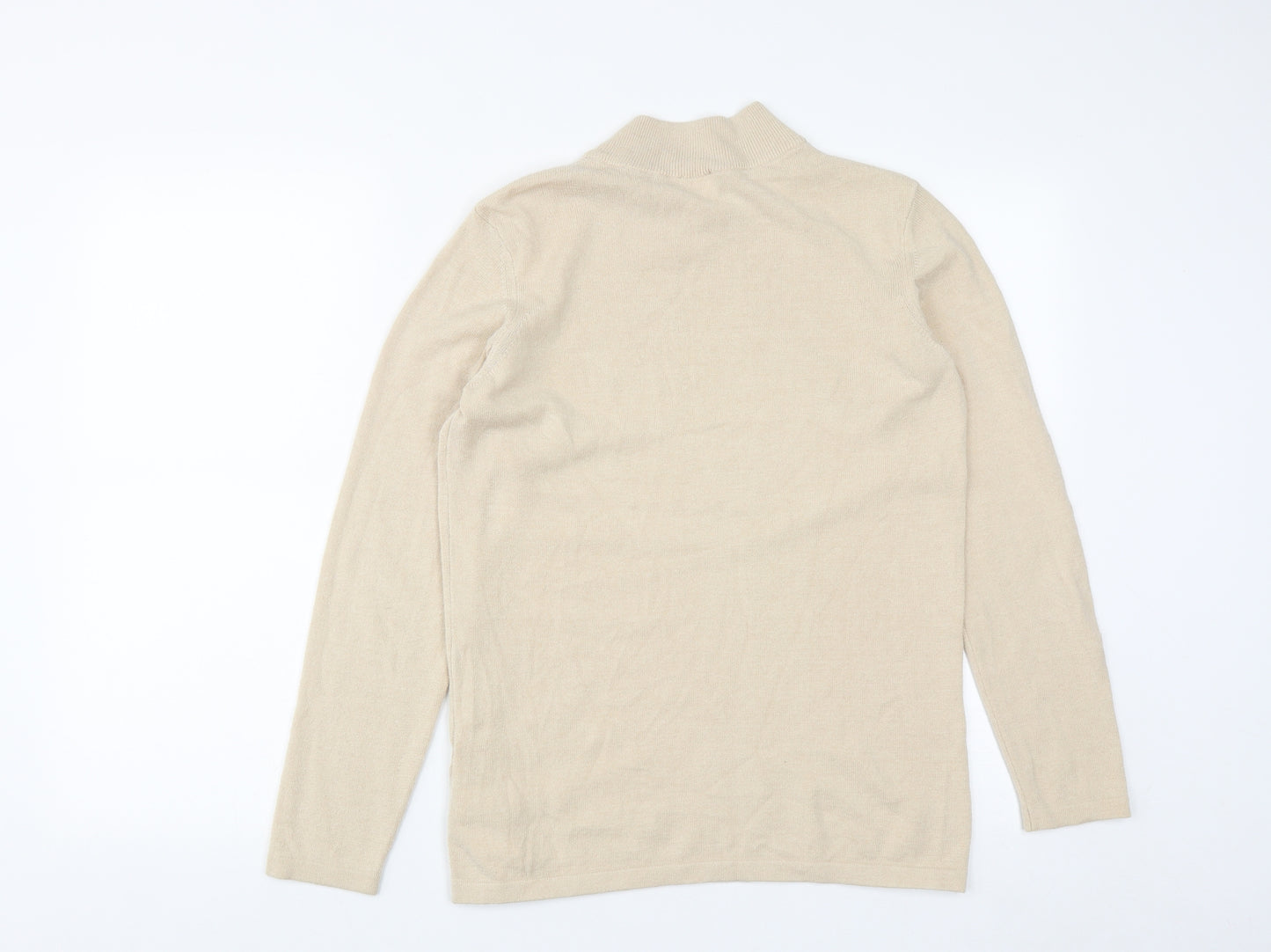 Mona Womens Beige High Neck  Modal Pullover Jumper Size 12