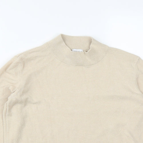 Mona Womens Beige High Neck  Modal Pullover Jumper Size 12