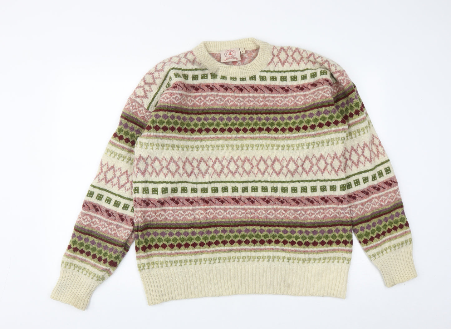 Country Sprinfield Mens Multicoloured Round Neck Geometric Acrylic Pullover Jumper Size L
