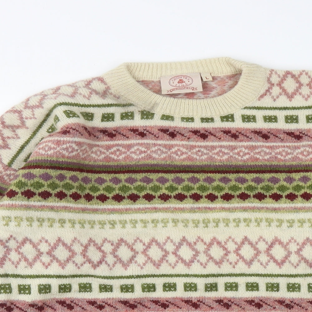 Country Sprinfield Mens Multicoloured Round Neck Geometric Acrylic Pullover Jumper Size L