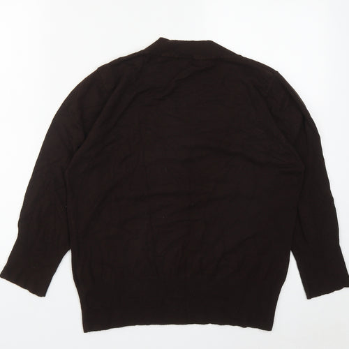New Look Womens Brown V-Neck  Acrylic Pullover Jumper Size M