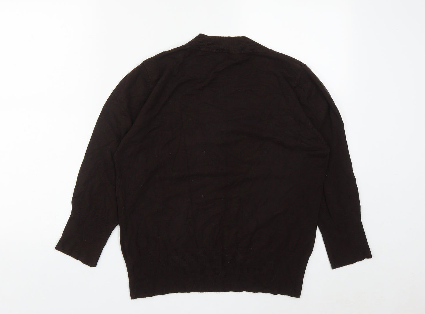 New Look Womens Brown V-Neck  Acrylic Pullover Jumper Size M
