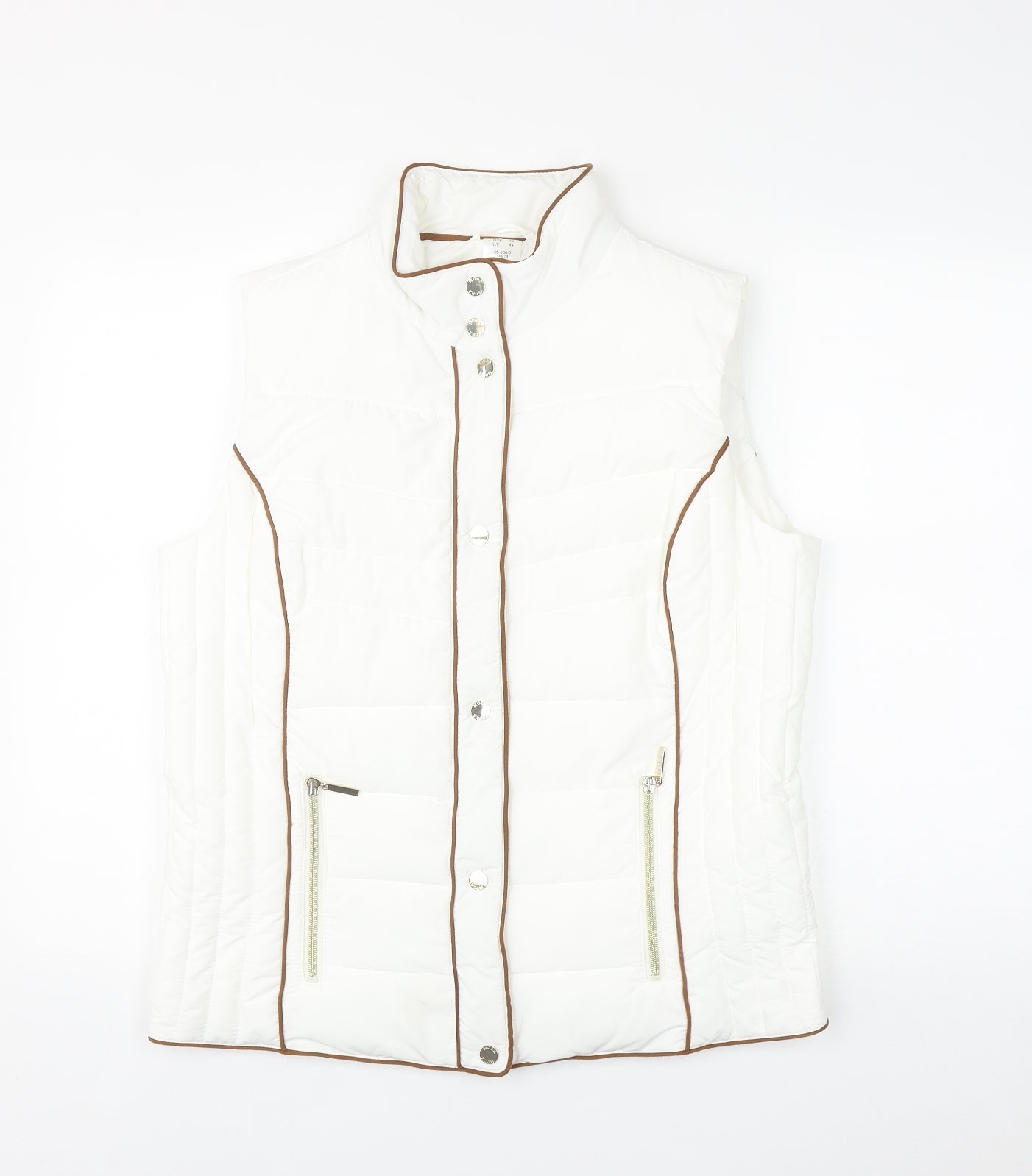 Mona Womens White   Gilet Waistcoat Size 16  Zip