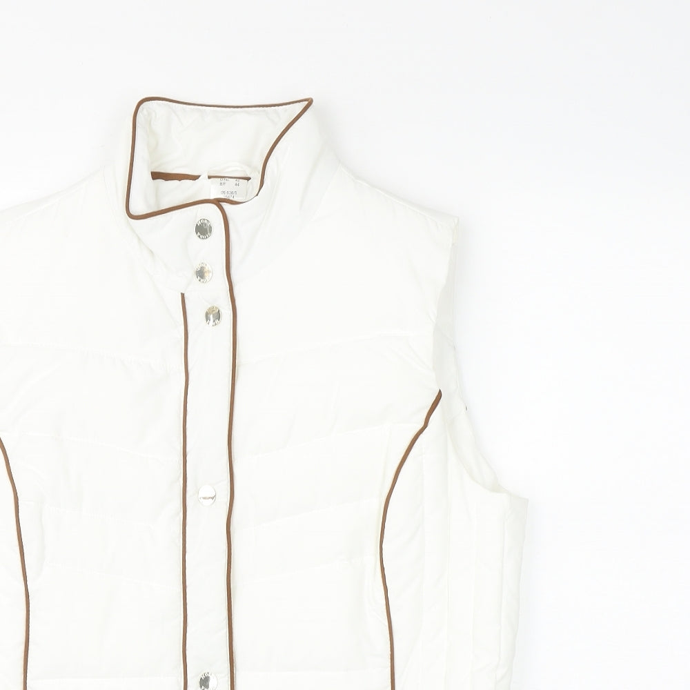 Mona Womens White   Gilet Waistcoat Size 16  Zip